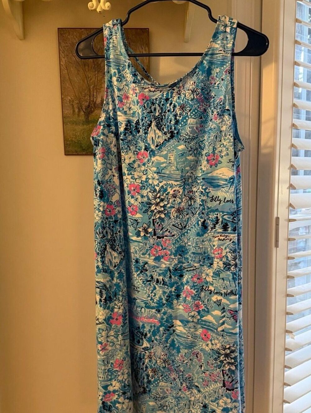 Lilly Pulitzer Kristen Swing Dress North Carolina Print Blue Pink Cotton Medium